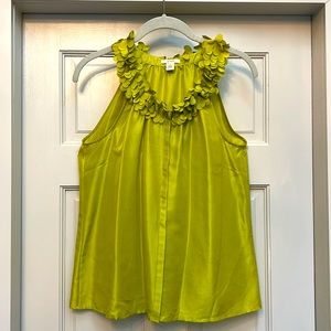 J. Crew Chartreuse 100% Silk Sleeveless Top, Size 4